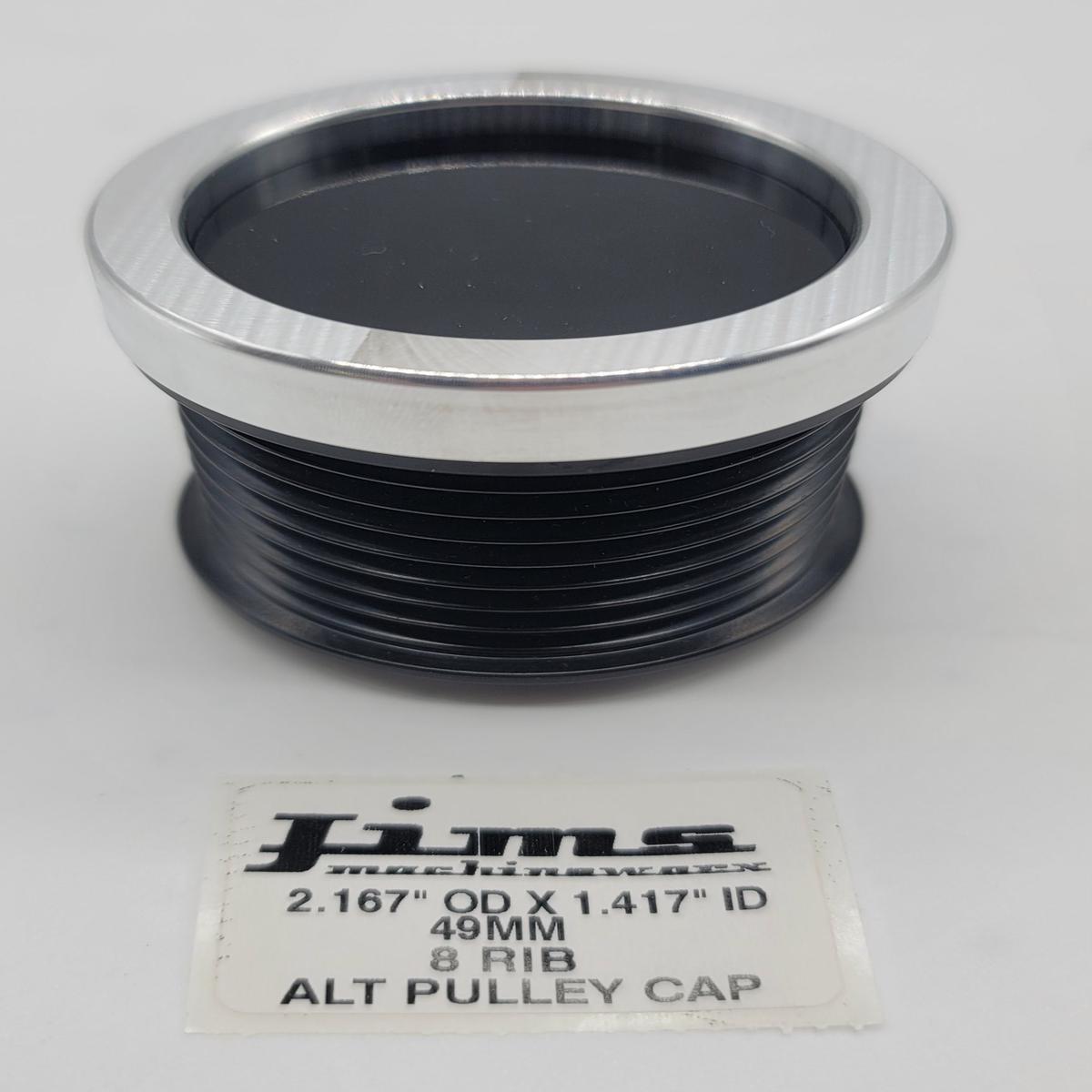 2.167 OD. X 1.417 ID. 49MM 8 RIB ALTERNATOR PULLEY CAP - BLACK