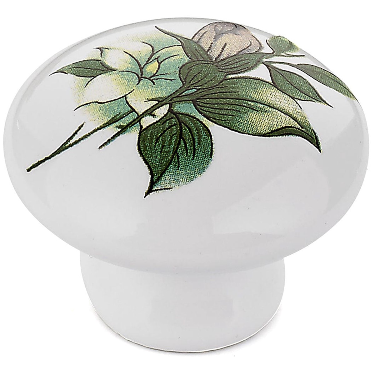 Eclectic Knob, 1-3/8" D, Green Flower