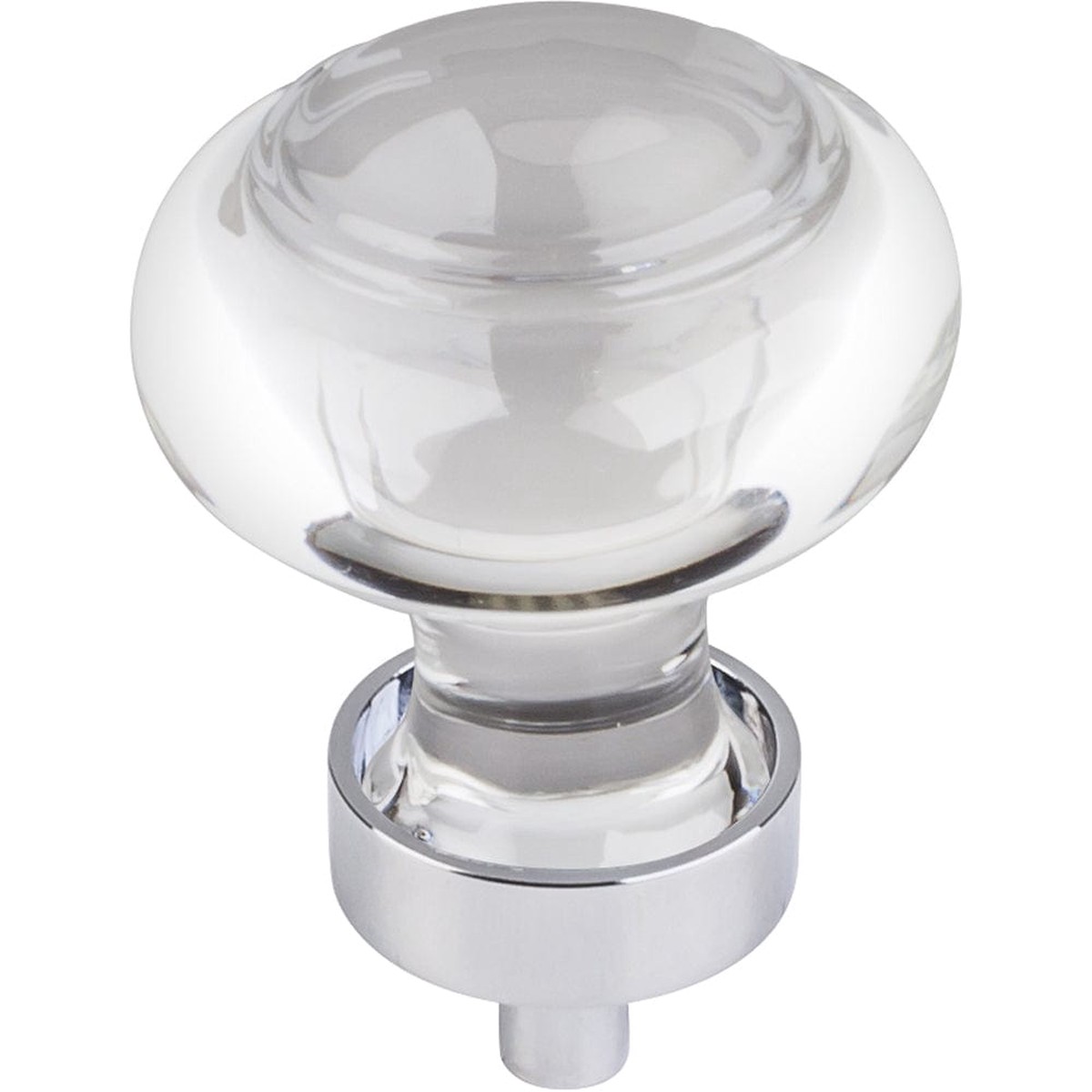 Harlow Small Button Glass Knob, 1-7/16" Dia., Polished Chrome