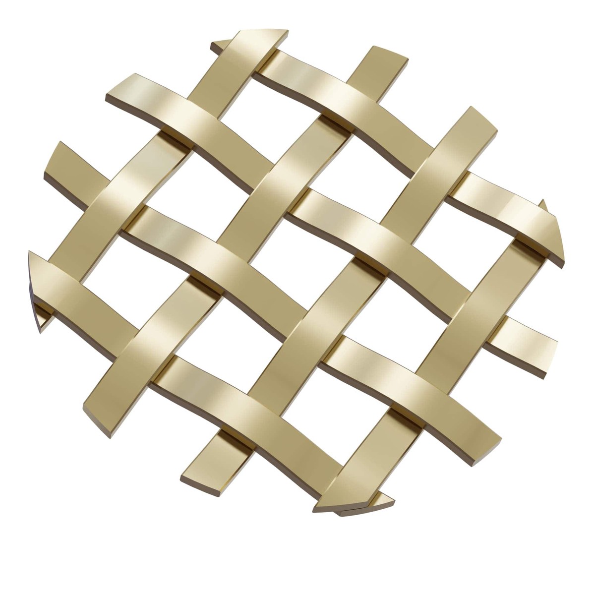 .375” Single Flat Diamond Decorative Grille – Satin Brass, 18”W x 48”L Sheet