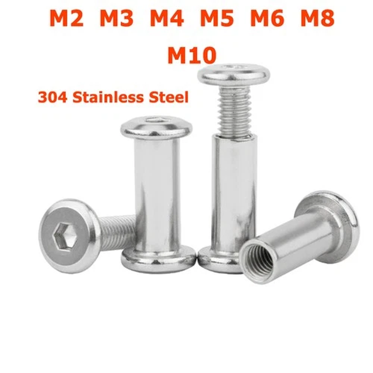 M2~M10 A2 Stainless Steel Female Hexagon Flat Head Screw Sleeve Nuts Furniture