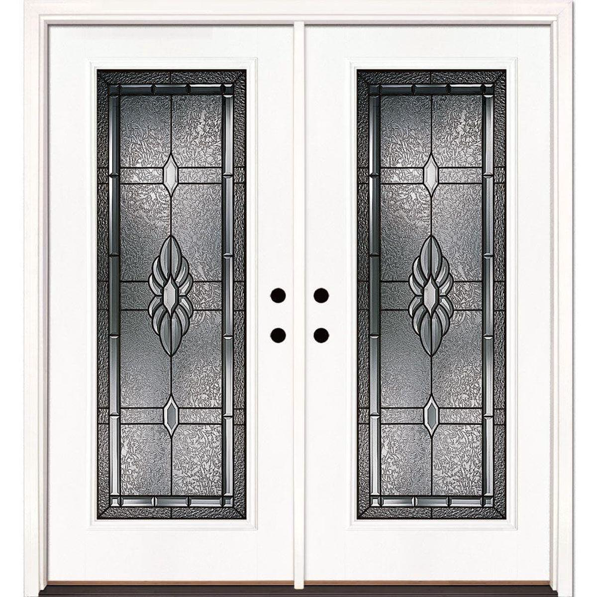 66 in x 81625 in Sapphire Patina Full Lite Unfinished Smooth Right-Hand Inswing Fiberglass Double Prehung Front Door